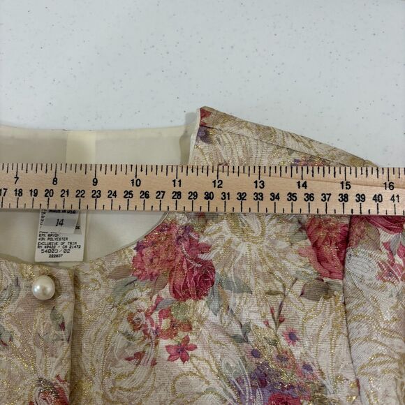 Vintage Talbots Jessica McClintock Floral Lace Jacket 14 Pearl Jacquard Lace 80s - Picture 12 of 13